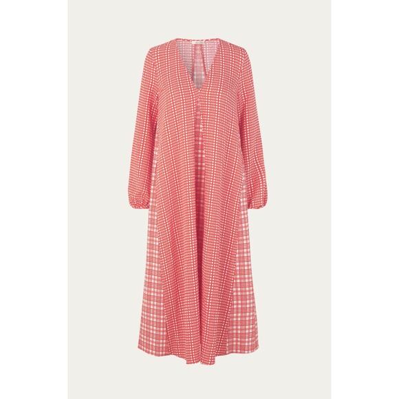 EUC $350 Stine Goya Leila Plaid Orange Midi Dress - Picture 11 of 11